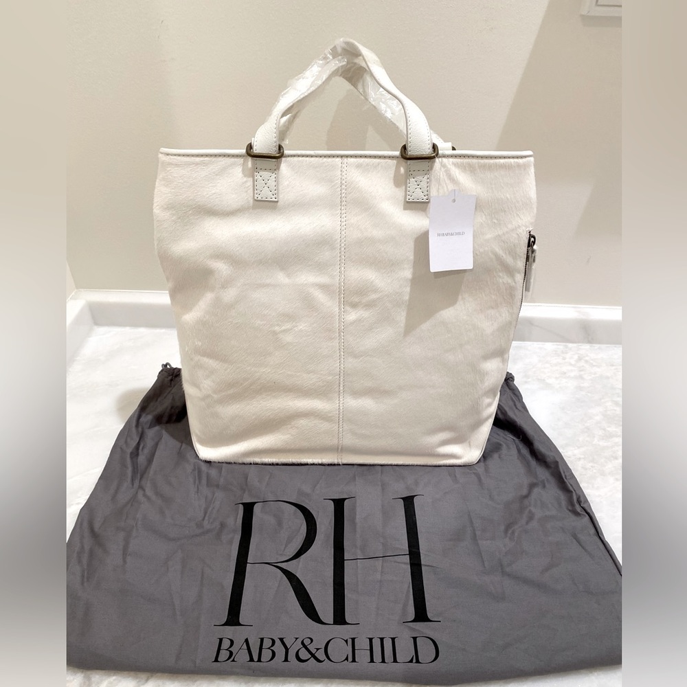 Restoration Hardware Diaper Bag- White Hide. Convertible Shoulder Tote / Backpck